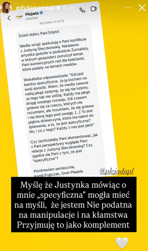 Edyta Górniak reaguje na słowa Justyny Steczkowskiej